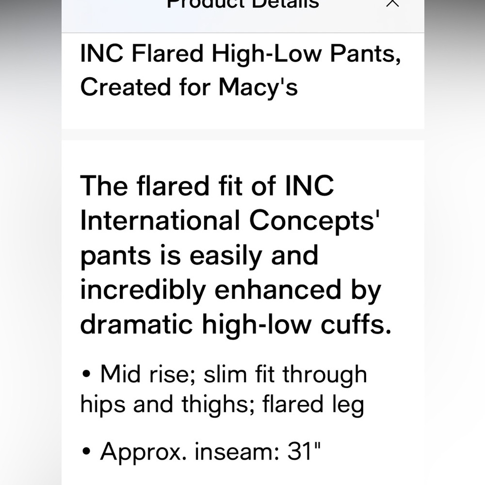 INC Women's Black Flared High-Low Pants - Picture 5 of 11